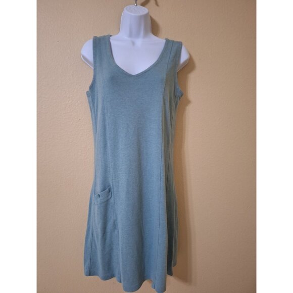 Horny Toad Womens Dress Teal V Neck Short Sleeve Size Medium Summer Beachy Resor - Picture 1 of 9